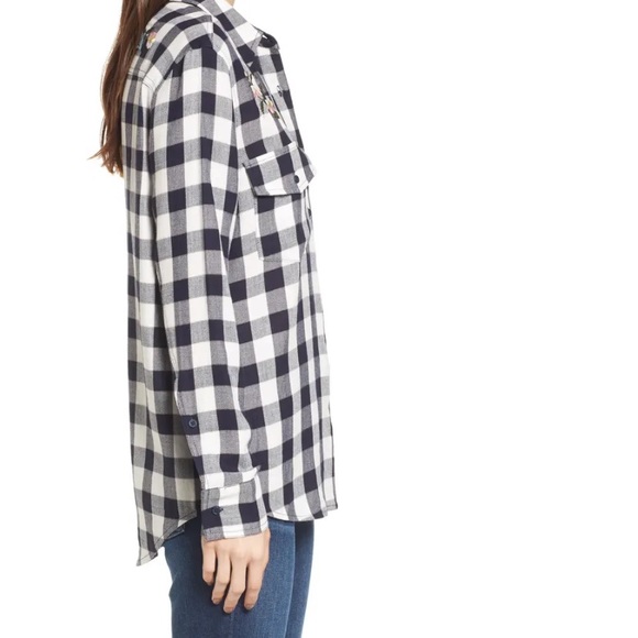 Cupcakes & Cashmere | Justine Embroidered Check Shirt | Size Small - Picture 4 of 5